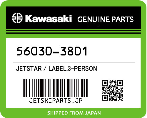 Kawasaki OEM LABEL,3-PERSON New #56030-3801