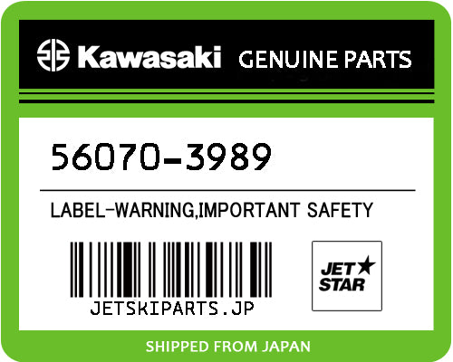 Kawasaki OEM LABEL-WARNING,IMPORTANT SAFETY New #56070-3989