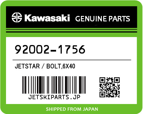 Kawasaki OEM BOLT,6X40 New #92002-1756