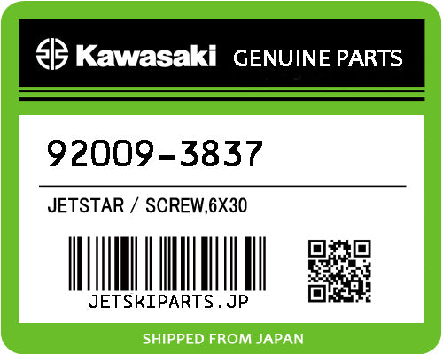 Kawasaki OEM SCREW,6X30 New #92009-3837