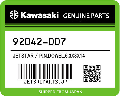 Kawasaki OEM PIN,DOWEL,6.3X8X14 New #92042-007