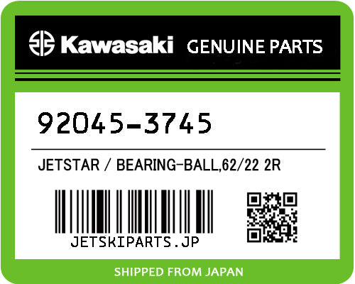 Kawasaki OEM BEARING-BALL,62/22 2R New #92045-3745