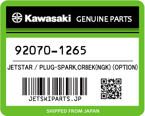 Kawasaki OEM PLUG-SPARK,CR8EK(NGK) (OPTION) New #92070-1265