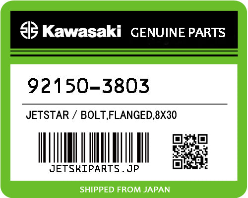 Kawasaki OEM BOLT,FLANGED,8X30 New #92150-3803