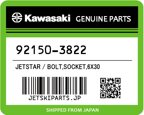Kawasaki OEM BOLT,SOCKET,6X30 New #92150-3822