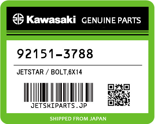 Kawasaki OEM BOLT,6X14 New #92151-3788