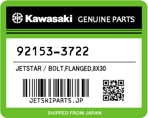 Kawasaki OEM BOLT,FLANGED,8X30 New #92153-3722