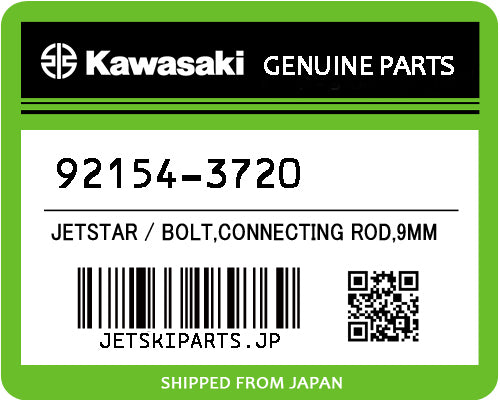Kawasaki OEM BOLT,CONNECTING ROD,9MM New #92154-3720