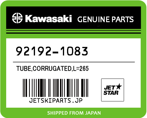 Kawasaki OEM TUBE,CORRUGATED,L=265 New #92192-1083