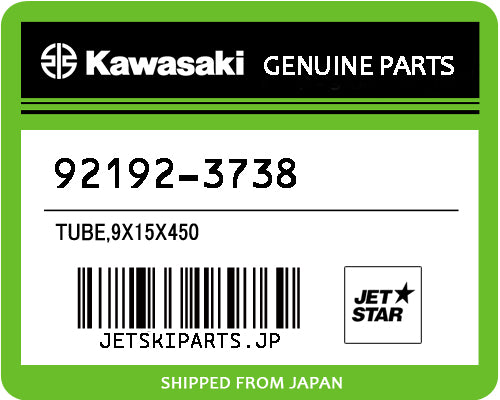 Kawasaki OEM TUBE,9X15X450 New #92192-3738