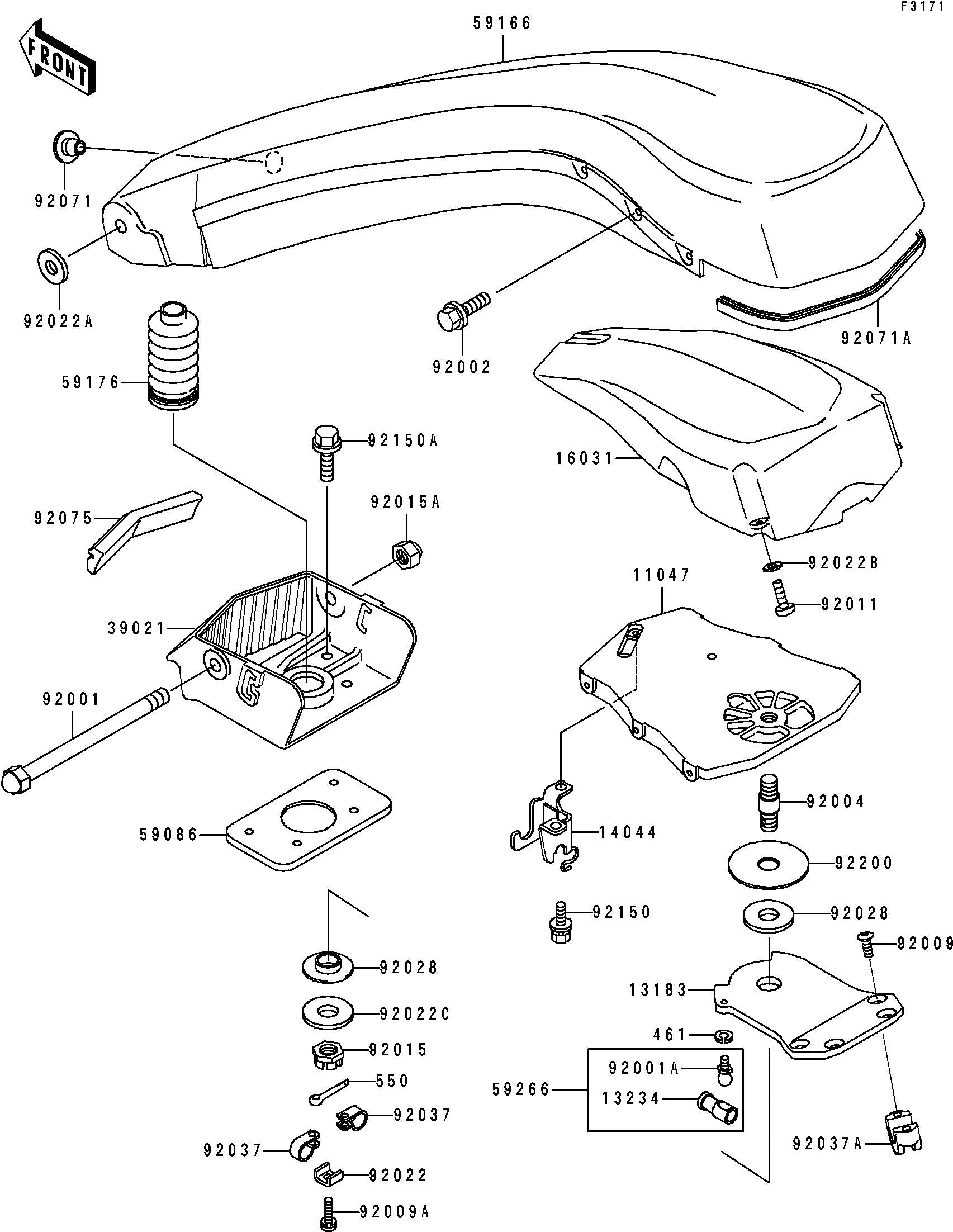 550SX'95 OEM (Handle-Pole) BRACKET,SUPPORT Used [K0331-20]