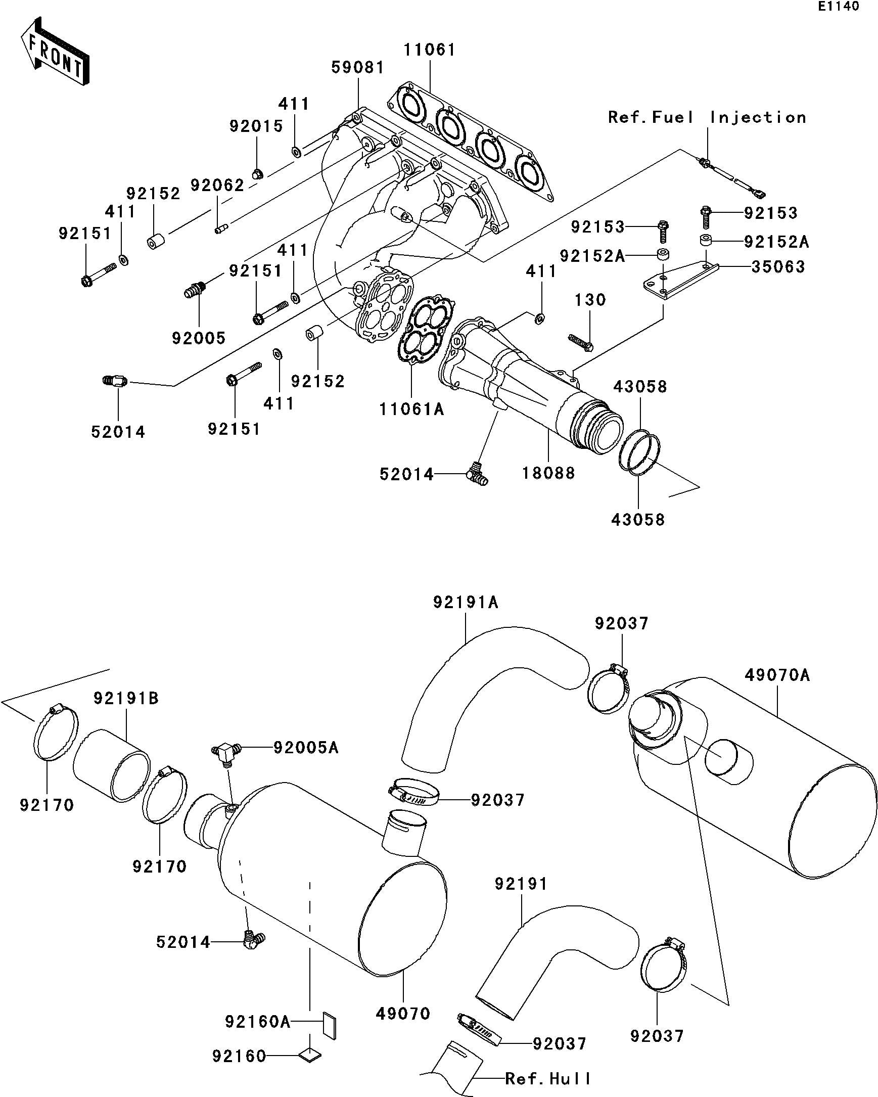 STX-15F'04 OEM (Mufflers) MUFFLER-COMP,2ND Used [K4954-44]
