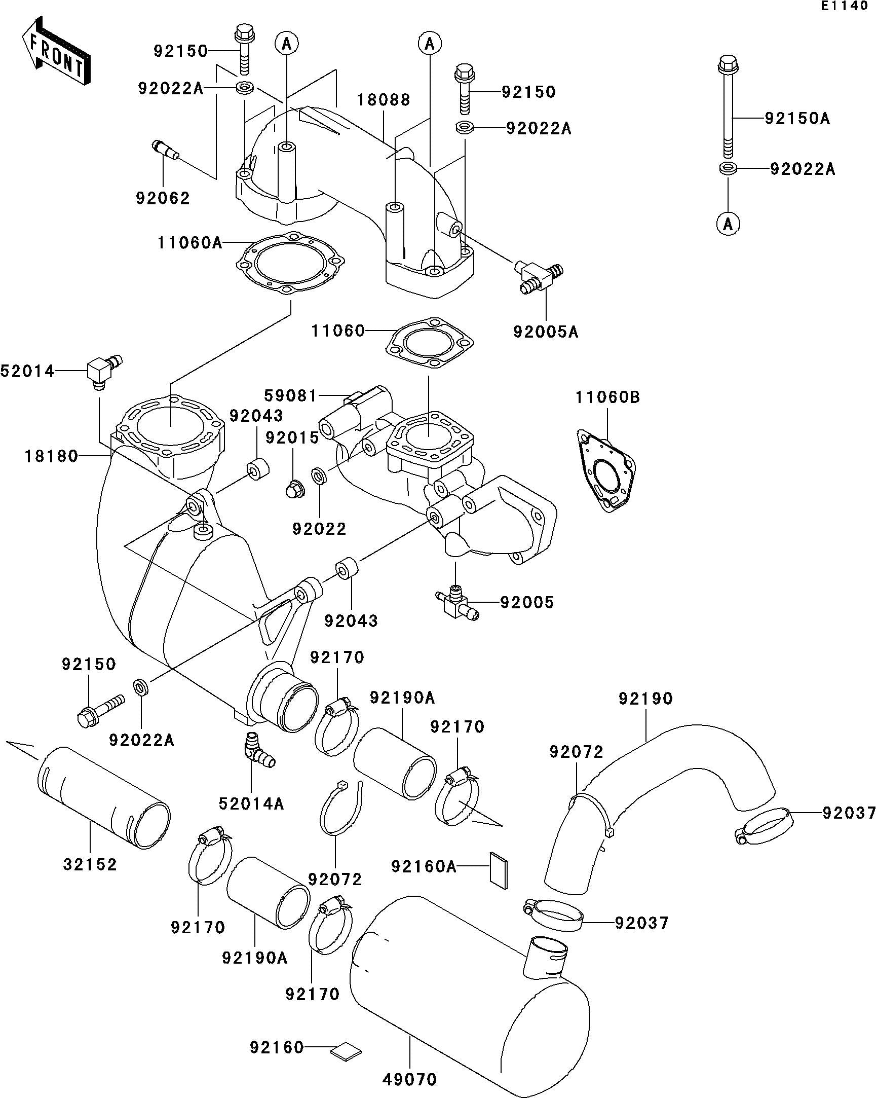 900STX'05 OEM (Mufflers) MANIFOLD-EXHAUST Used [K1808-45]