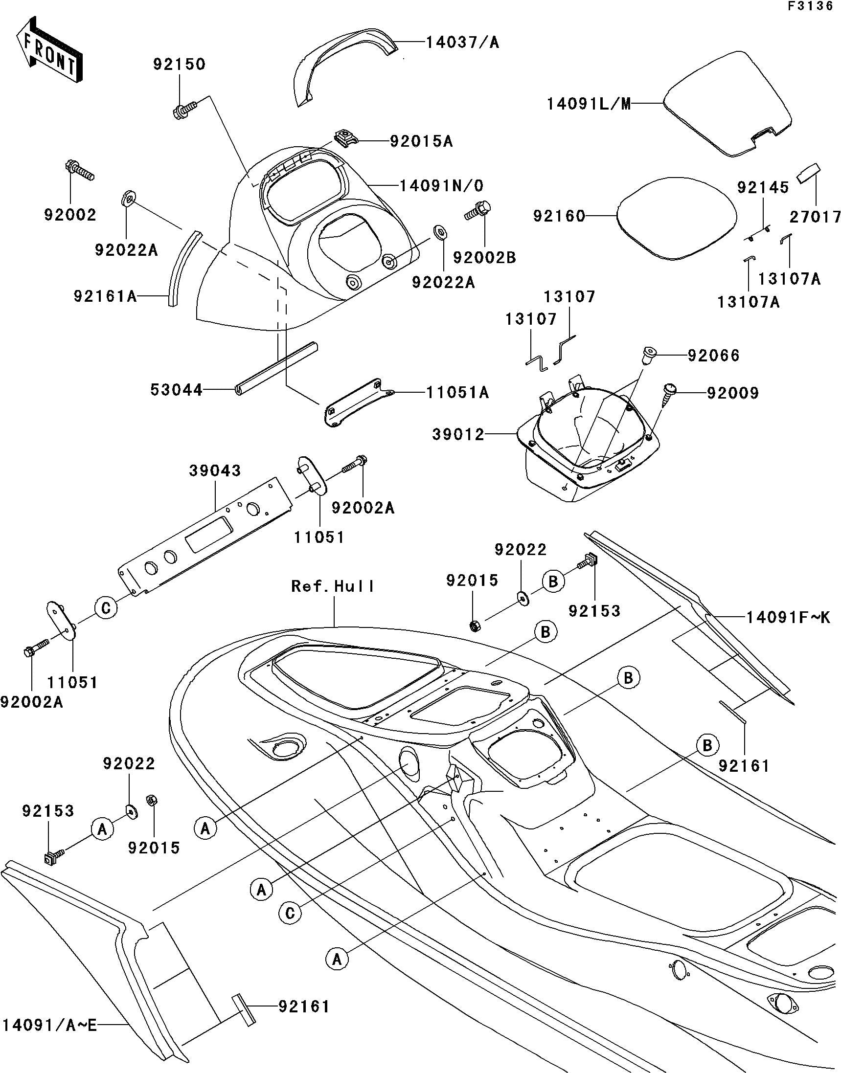 STX-15F'06 OEM (Hull-Middle-Fittings) COVER,CENTER STORAGE, US Used [K