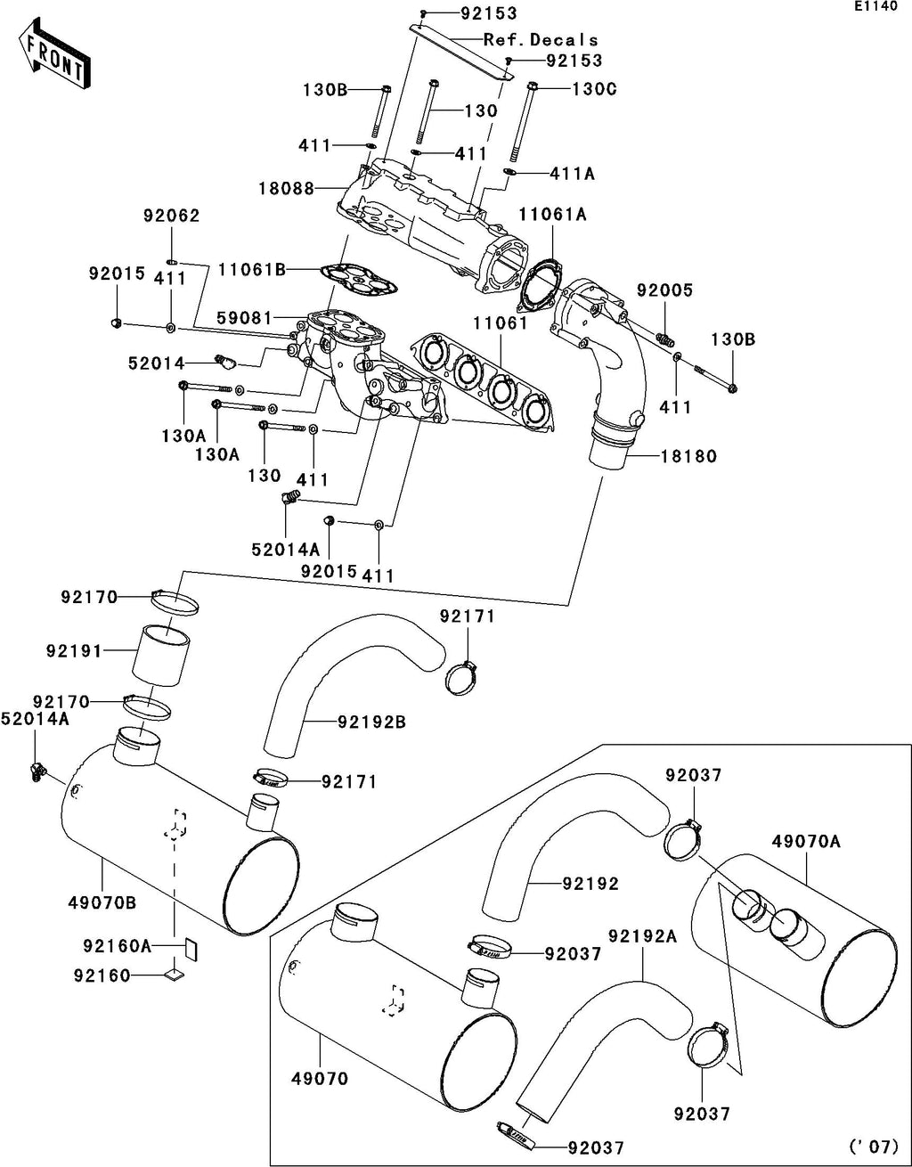 ULTRA250X'08 OEM (Mufflers) BODY-MUFFLER Used [K8069-43] | eBay