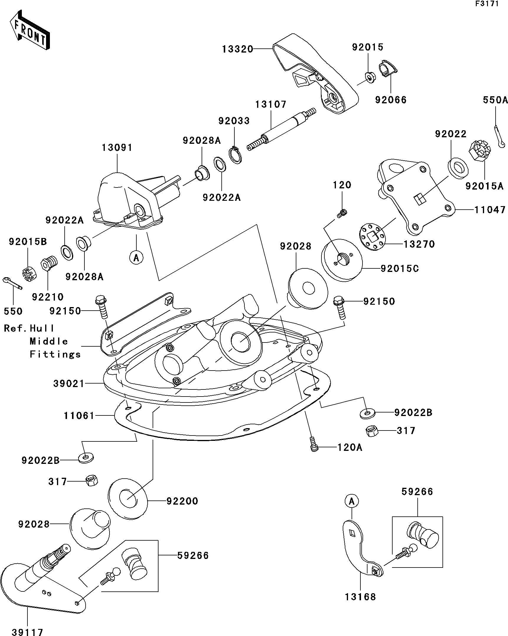 STX-15F'09 OEM (Handle-Pole) BRACKET-HANDLE POLE Used [K8797-20]