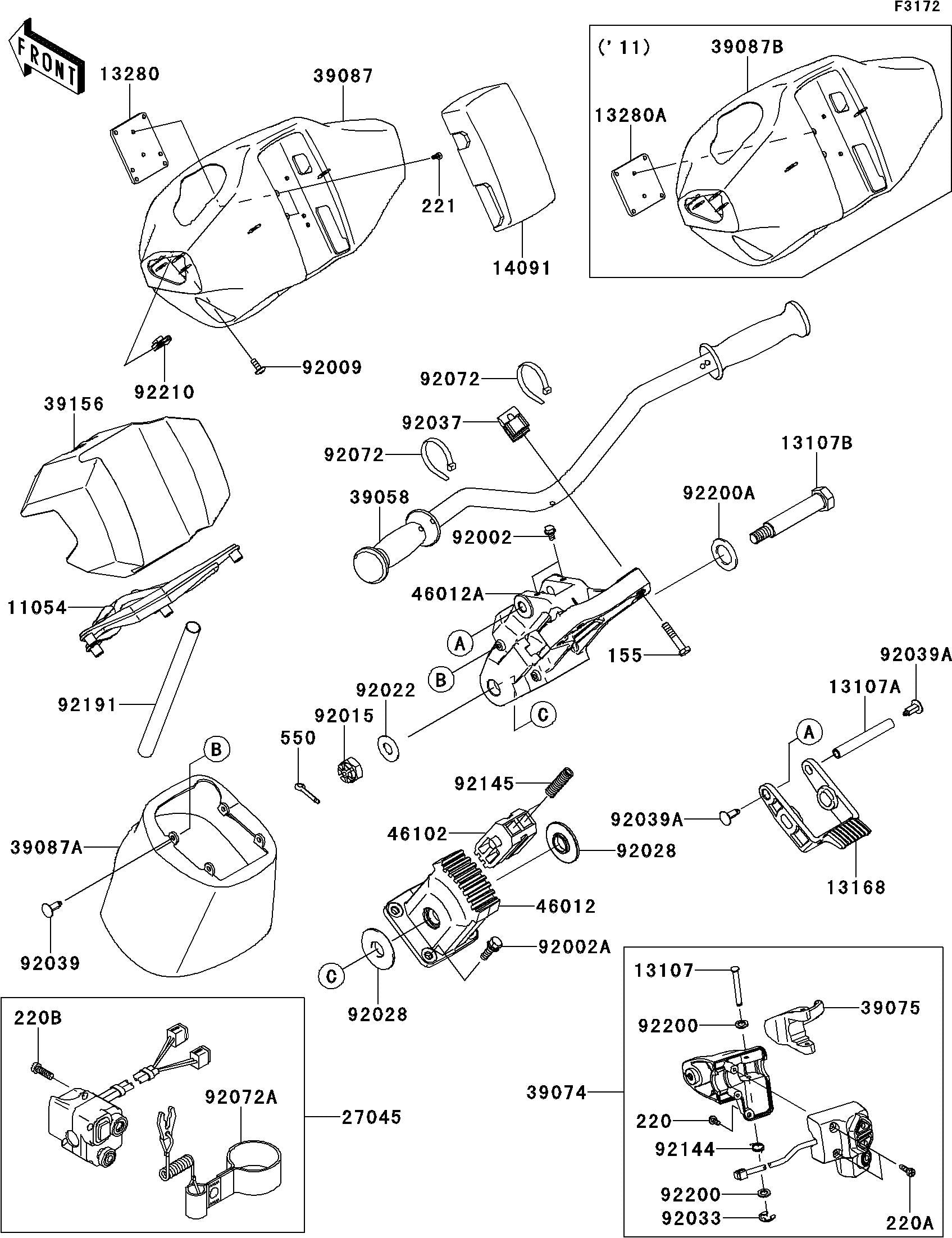 ULTRA300LX'12 OEM section (Handlebar) parts Used  [K3790-27]