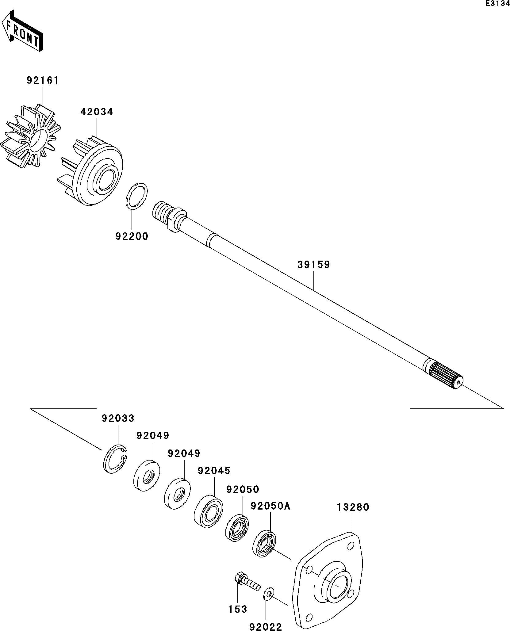 Kawasaki ULTRA300X'12 OEM section (Drive-Shaft) parts Used [K3911-06]