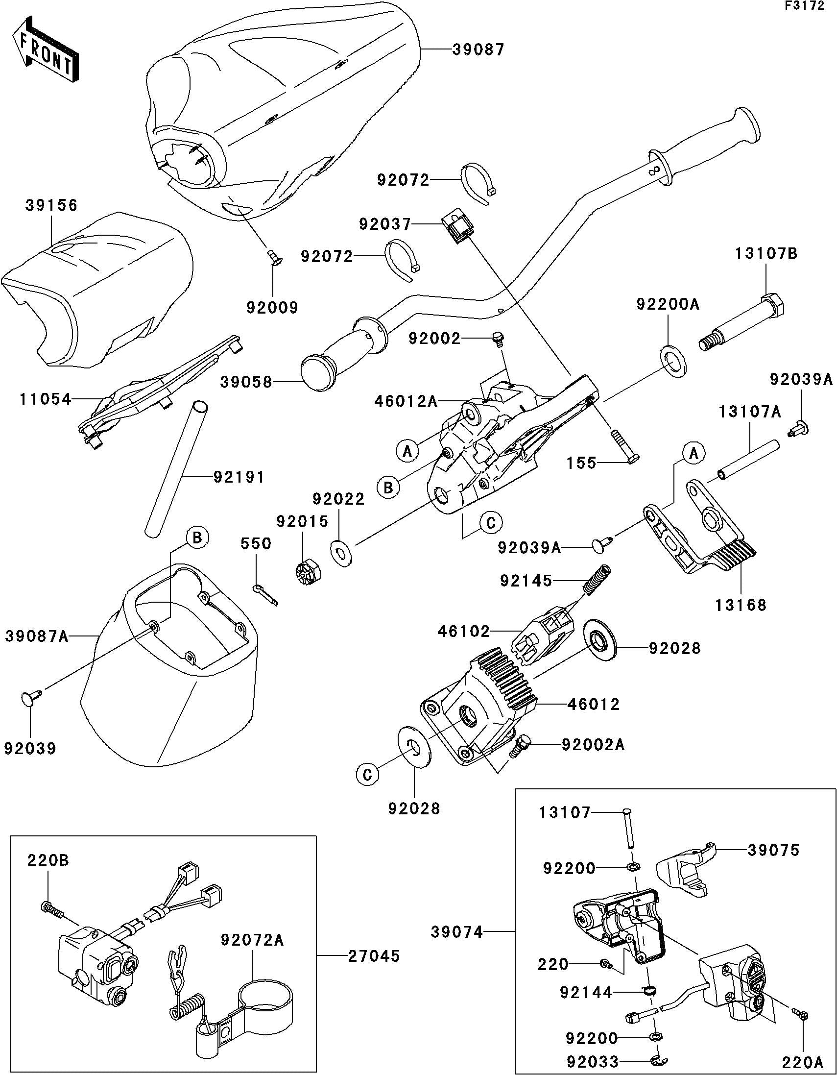 Kawasaki ULTRA300X'12 OEM section (Handlebar) parts Used  [K3911-25]