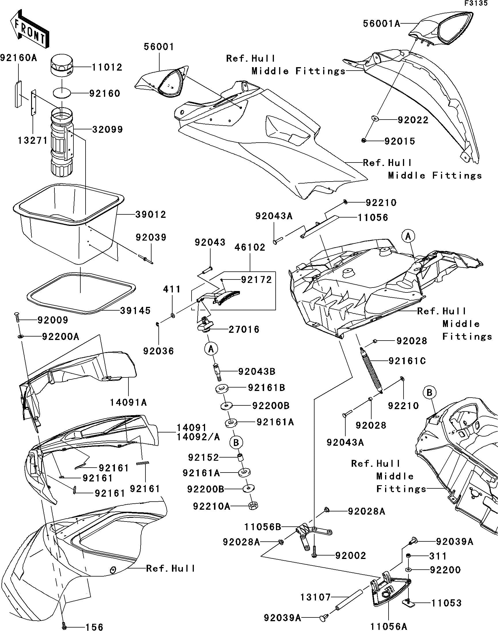 ULTRA300X'12 OEM section (Hull-Front-Fittings) parts Used with defect [K3911-33]