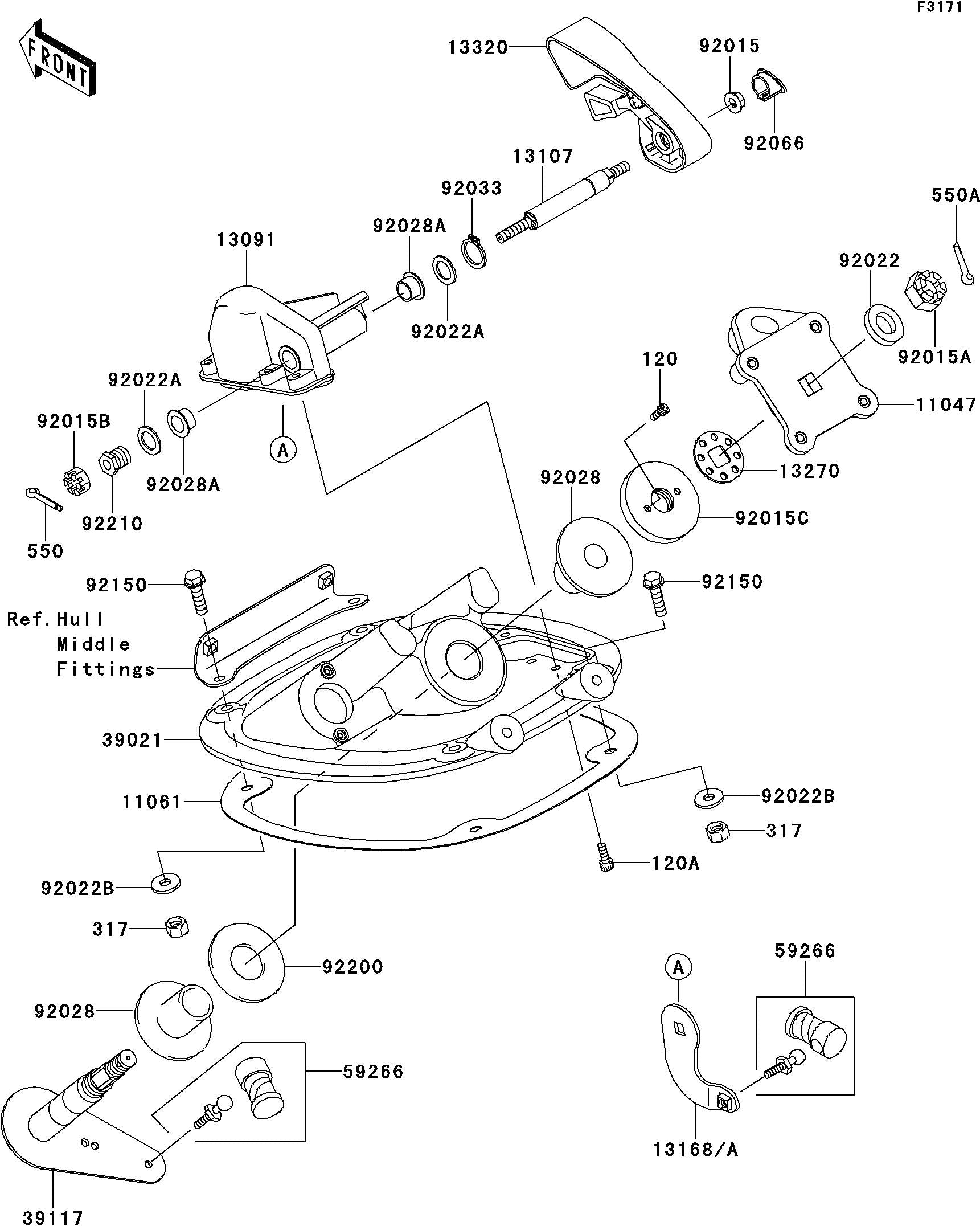 STX-15F'13 OEM (Handle-Pole) BRACKET,HANDLE HOLDER Used [K4959-15]