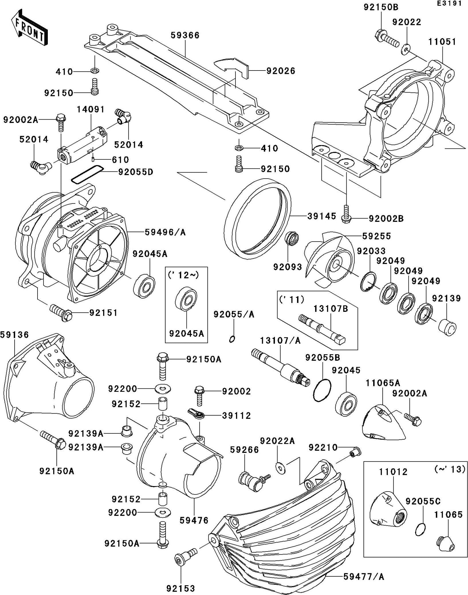 STX-15F'13 OEM (Jet-Pump) VANE-GUIDE Used [K4959-25]