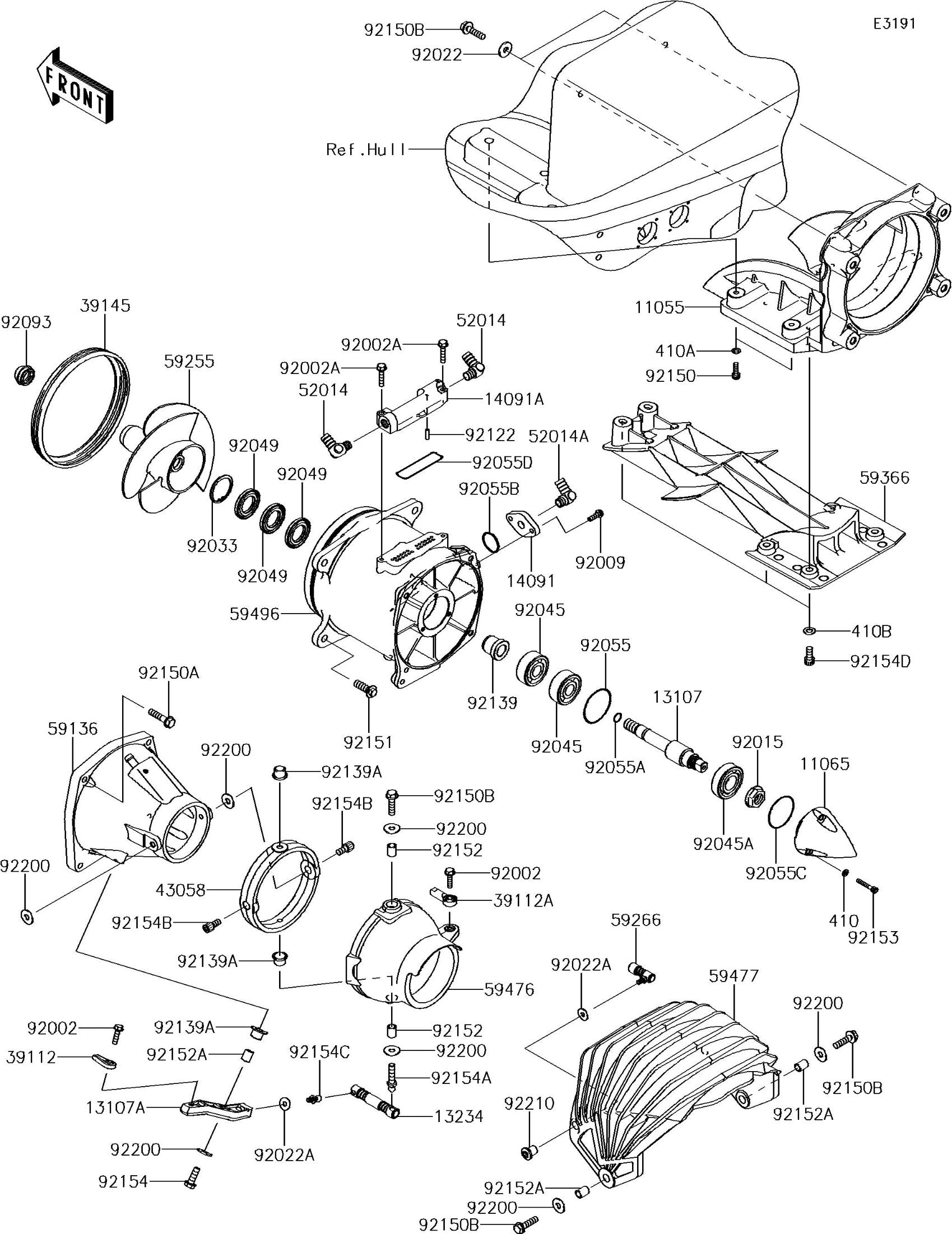 ULTRA310LX'15 OEM (Jet-Pump) VANE-GUIDE Used [K5974-29]