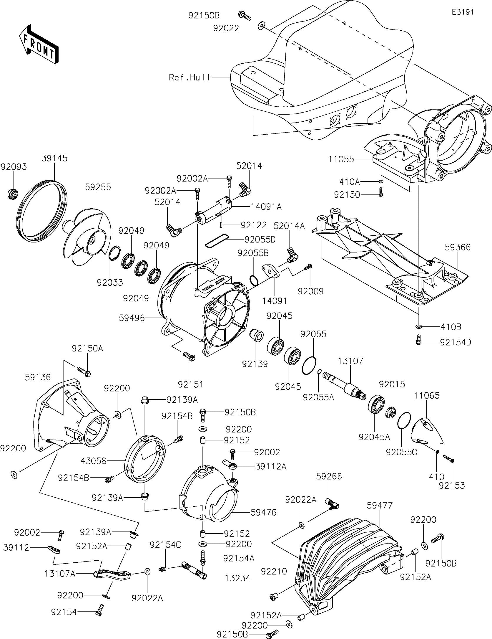 ULTRA310LX'19 OEM (Jet-Pump) SHAFT Used [K8455-45]