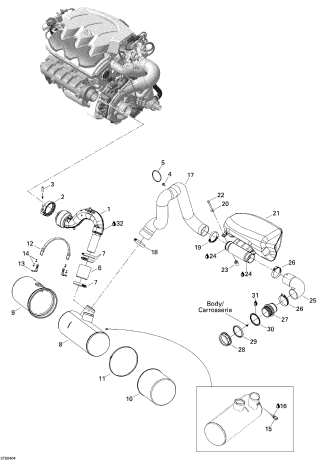 GTX LTD S/C'04 OEM (Exhaust-System) RH RESONATOR Used [S7533-29]