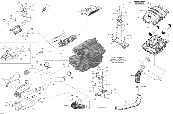 RXP-X 260'12 OEM (Engine-And-Air-Intake-Silencer) EXHAUST MANIFOLD Used [S5539-25]