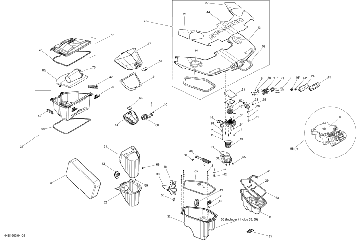GTX LTD iS 260'15 OEM (Storage-Compartments) RETRACTABLE ROPE ASS'Y Used [S4519-53]