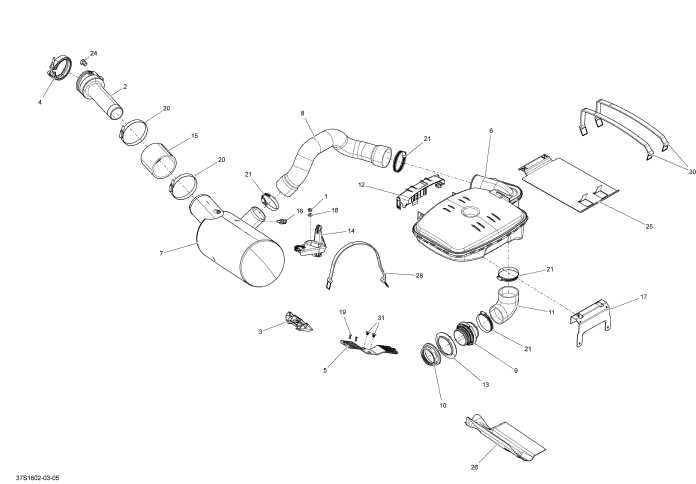 RXT-X 300'16 OEM (Exhaust-System-w/o-Sus) MUFFLER | ENGINE