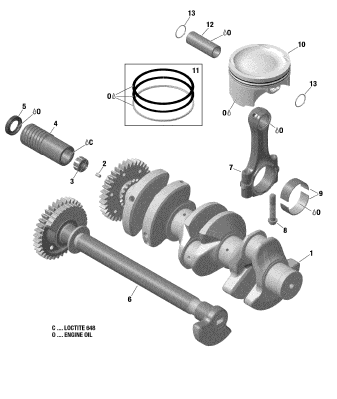 GTX 300'19 OEM (Crankshaft-Pistons-And-Balance-Shaft) BALANCE SHAFT ASS'Y  Used [X2207-07]
