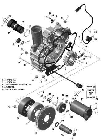 GTX 300'19 OEM (PTO-Cover-And-Magneto) BALL BEARING WITH BELLOWS ASS'Y Used [X2207-59]