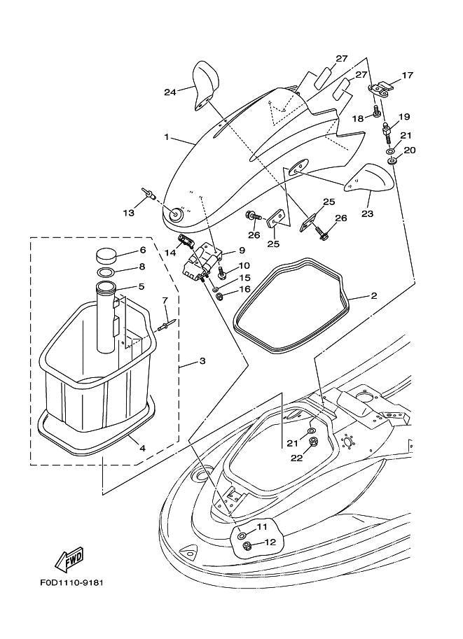 1200XLLTD'99 OEM (ENGINE-HATCH-2) HINGE ASSY. Used with defect [Y6773-11]