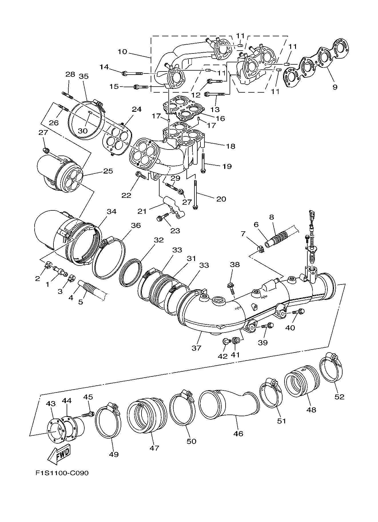 FXHighOutput'07 OEM (EXHAUST-1) PIPE 3 Used [Y8775-39]