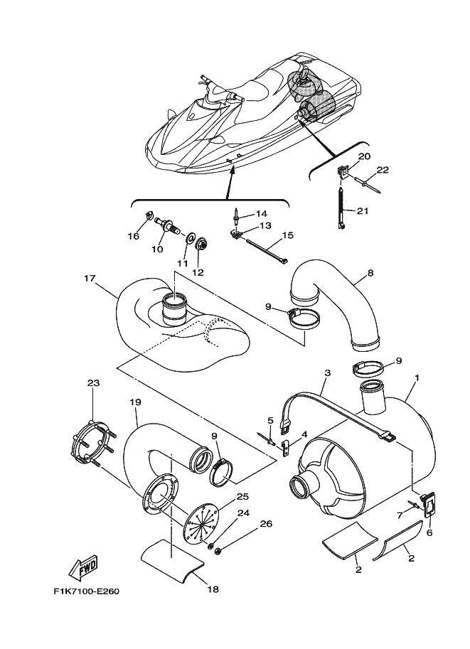 VX'07 OEM (EXHAUST-3) TANK, WATER Used [Y9917-20]