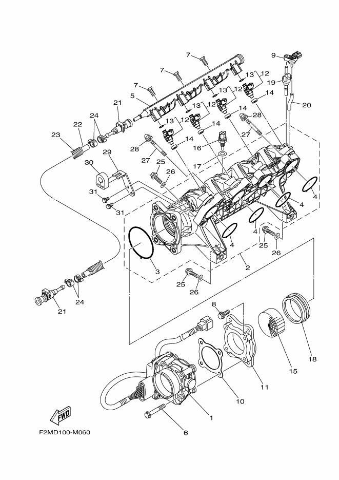 YAMAHA 2015 FXCruiserHO THROTTLE BODY ASSY Used with defect [X2305-03]