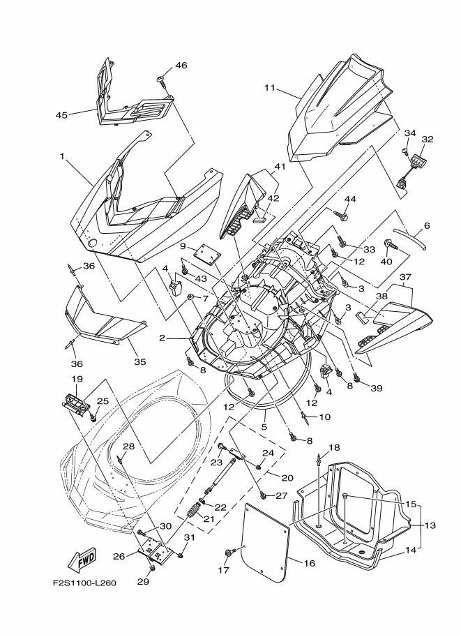 FXCruiserSVHO'16 OEM (ENGINE-HATCH-2) MIRROR ASSY1 Used [Y7815-26]