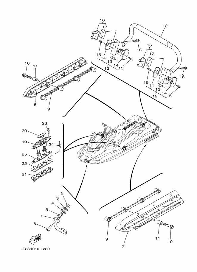 FXCruiserSVHO'16 OEM (HULL-&-DECK-2) LADDER, STEP ASSY Used [Y7815-38]